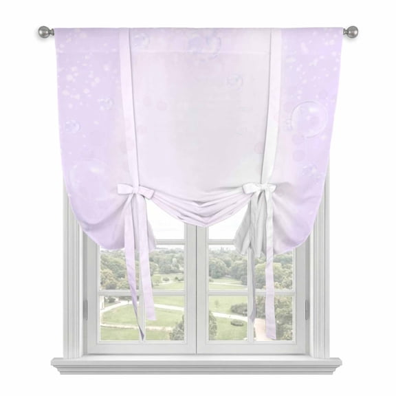 Gradient Purple Tie Up Curtains for Window, Thermal Insulated Balloon Shade Adjustable Rod Pocket Curtains Valance Panels for Kitchen Bathroom Cafe 42 x 45 Ombre Abstract Bubbles Modern