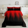 thumbnail image 1 of Gradient Queen Comforter Set Black Red Abstract Ombre Bedding Set Adult,Retro Geometry Striped Down Comforter,Boho Exotic Hippie Geometric Stripes Duvet Insert Modern Room Decor, 1 of 6