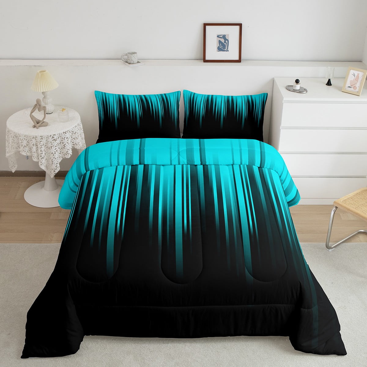 Teal And Black Comforter Setnull