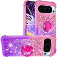 thumbnail image 1 of Gradient Quicksand Case for Google Pixel 9 Pro/Pixel 9 2024 with Ring Kickstand, Bling Sparkle Colorful Liquid Glitter Cover Case for Google Pixel 9 Pro. JB-Pink Purple, 1 of 14