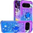 thumbnail image 1 of Gradient Quicksand Case for Google Pixel 9 Pro/Pixel 9 2024 with Ring Kickstand, Bling Sparkle Colorful Liquid Glitter Cover Case for Google Pixel 9 Pro. JB-Purple Blue, 1 of 7