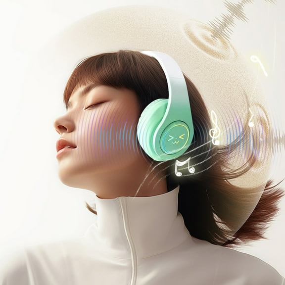 Gradient RGB Bluetooth Headphones, Wireless Over Ear Headset, Hi-Fi Stereo, Foldable Design, 30H Playtime, Built-in Mic, for Gaming/Music