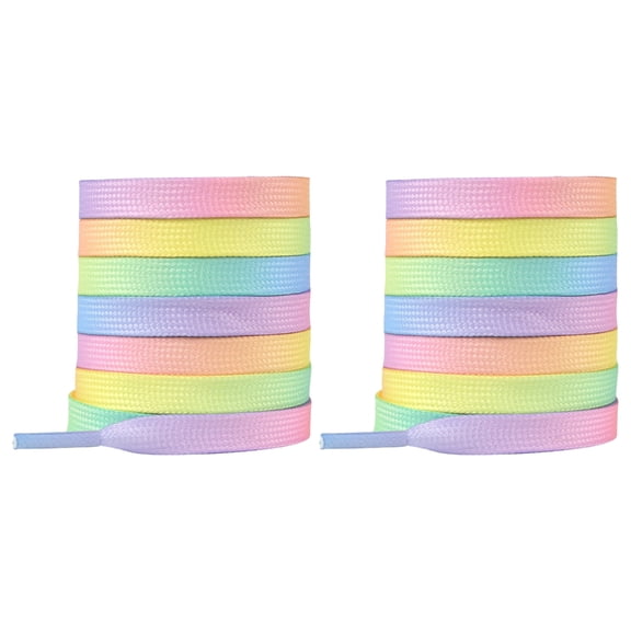 Gradient Rainbow Colorful Flat Shoelaces For Athletic Shoes 0.9cm Wide Polyester Laces Sneakers Shoe Strings Replacement