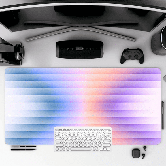 Gradient Rainbow Stripes Mouse Pad 35.4 x 15.8 Inches Rubber Desk Mat for Office and Gaming