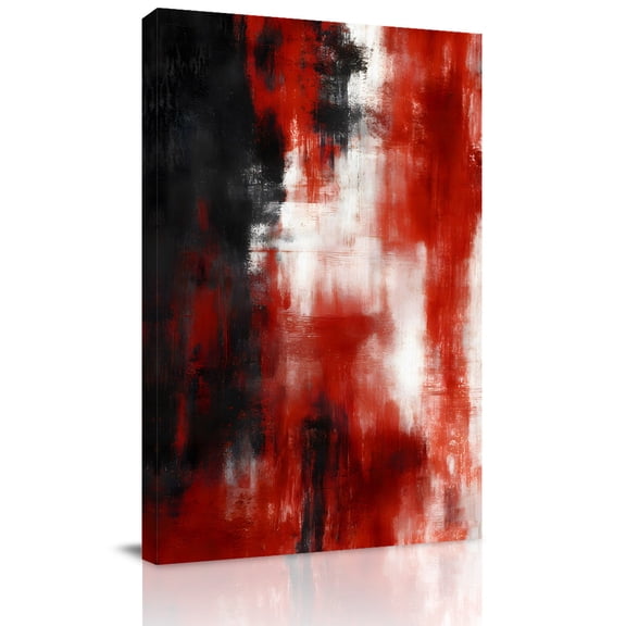 Gradient Red Black Canvas Wall Art for Living Room, Abstract Vintage Red Black Oil Painting Wall Decor Framed Artwork Pictures Ready to Hang for Bedroom Office Home Decor