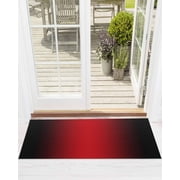 Gradient Red Black Front Door Mat Modern Abstract Minimalist Red Ocean Beach Welcome Doormat Indoor Outdoor Entrance Floor Mat Non-Slip Washable Runner Rug for Front Porch Decor 20x47 Inch