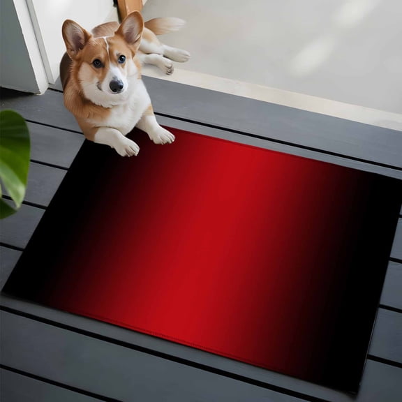 Gradient Red Black Washable Entry Rug 2x3 Modern Abstract Minimalist Red Ocean Beach Low Pile Indoor Door Mat with Rubber Backing Thin Area Rug for for Entrance, Bedroom, Kitchen, Laundry, Bathroom