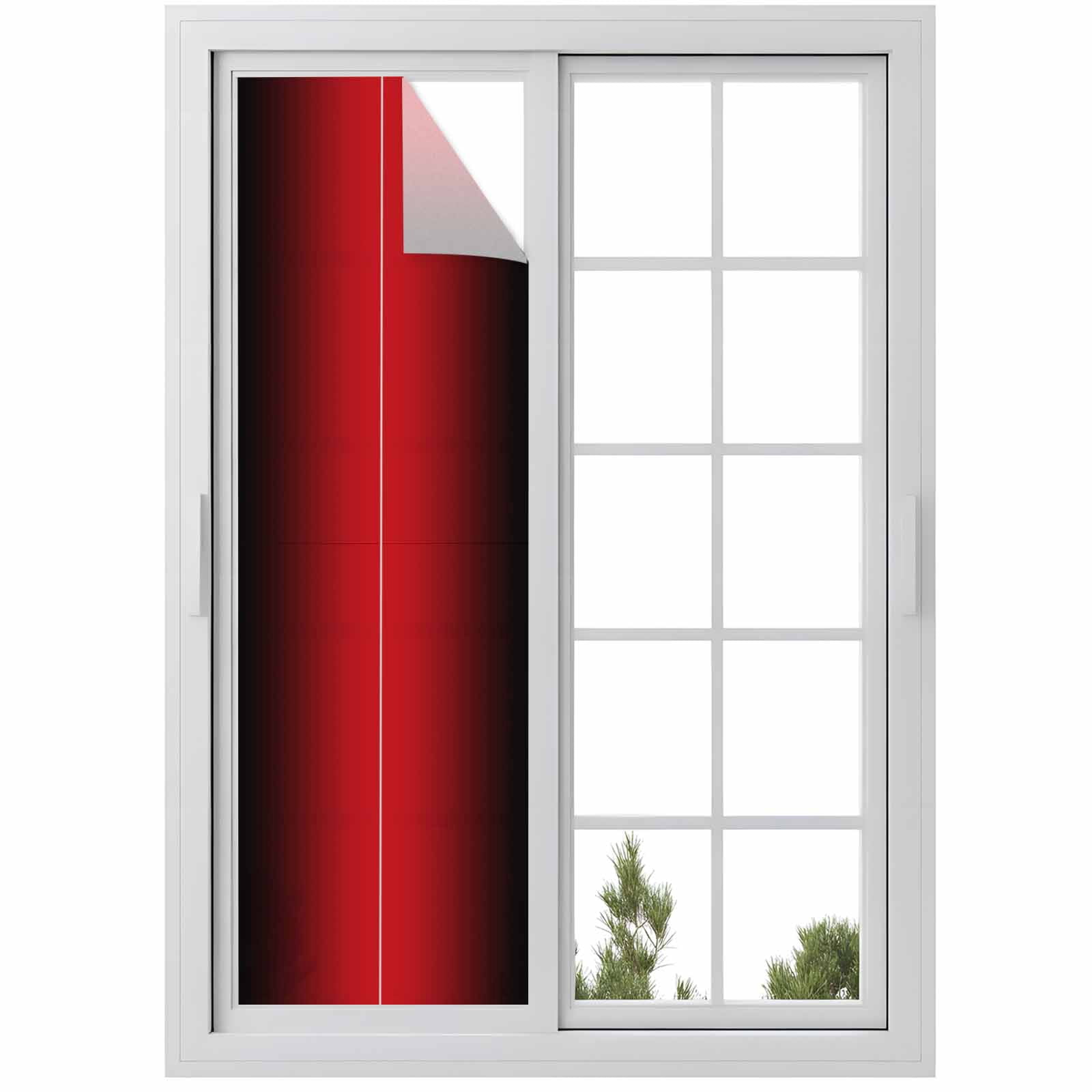 Gradient Red Black Window Privacy Film, Modern Abstract Minimalist Red Ocean Beach Frosted Glass Window Clings Static Cling UV Heat Blocking Reusable Door Sticker for Bathroom 29.5 x 118 Inch