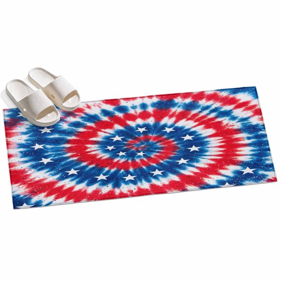 Gradient Red Blue Runner Rugs 2x6ft Stars U.S. Flag Abstract Tie-dye Sequins Washable Rug, Non Slip Indoor Carpet Absorbent Floor Mat for Living Room Bedroom Dining Room