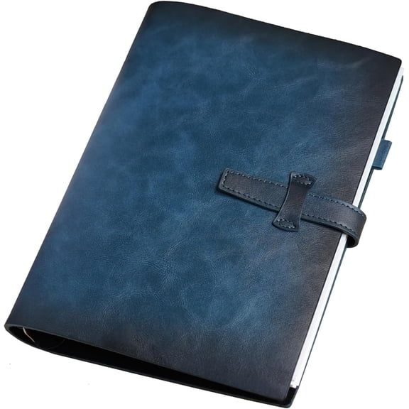 Gradient Refillable A5 Leather Binder Notebook,Reusable Leather Journal with Pocket,Vintage Organizer with 6-Ring Metal Binder, 160 Pages Lined Paper,for Writers Business Work Study College and Dail