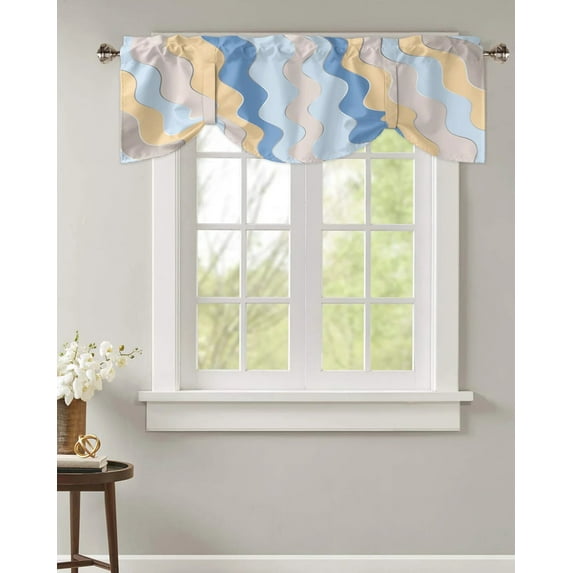 Gradient Ripple Texture Kitchen Curtains Balcony Adjustable Roman Blinds Small Short Curtain for Living Room