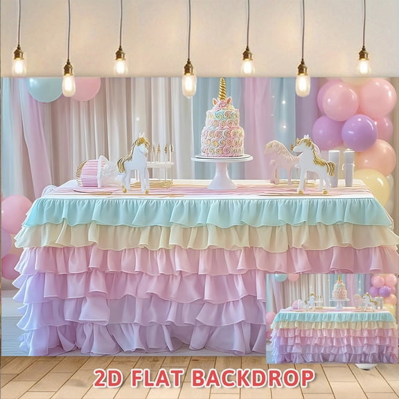 Gradient Ruffled Table Theme Backdrop Perfect for Birthday Party Dessert Table Decoration and Photography Scenarios