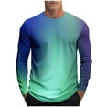 thumbnail image 1 of Gradient Shirts for Men Heavyweight Long Sleeve Crewneck Casual T Shirt Slim Fit Pullover Tops Blouse Big & Tall, 1 of 4
