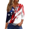 thumbnail image 1 of Gradient Shirts for Women 3/4 Length Sleeve Summer Tops Dressy Casual Notch Neck Blouses 2024 Tie Dye Printed Parade T Shirt, 1 of 5