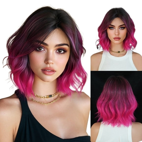 Gradient Short Curly Hair, Split Wig, Ladies' Daily Party Performance Wig