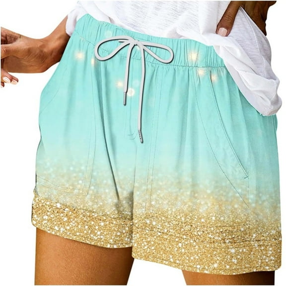 Gradient Shorts Womens Loose Fit Drawstrings Short Pant Mid Elastic Waisted Shorts with Pockets Summer Trendy Casual Shorts Beach Vacation Shorts