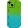thumbnail image 1 of Gradient Solid Color Curly Wave Frame Soft Compatible with iPhone Case (Green Blue,iPhone 12 Pro Max), 1 of 12