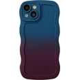 thumbnail image 1 of Gradient Solid Color Curly Wave Frame Soft Compatible with iPhone Case (Navy Blue,iPhone 14), 1 of 12