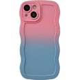thumbnail image 1 of Gradient Solid Color Curly Wave Frame Soft Compatible with iPhone Case (Pink Blue,iPhone 14 Plus), 1 of 12