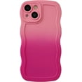 thumbnail image 1 of Gradient Solid Color Curly Wave Frame Soft Compatible with iPhone Case (Pink Red,iPhone 14 Pro), 1 of 12