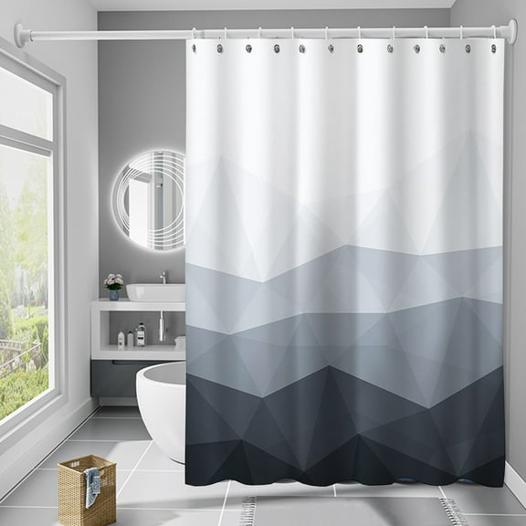 Gradient Splicing Digital Printed Shower Curtain, Partition Curtain with Hanging Hooks, Bathroom Pattern Curtain, Polyester Material, Waterproof, Rust Proof Grommets, Easy Care