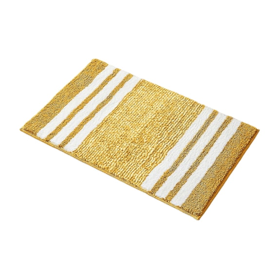 Gradient Striped Flocked Faux Wool Bathroom Rug, Quick Dry Latex Non Slip Floor Mat, Absorbent Foot Pad for Shower Room Vanity, Entryway And Household Daily Bath Decor