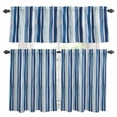 thumbnail image 1 of Gradient Stripes Kitchen Curtains Valances and Tiers Set of 3 Navy Blue Striped Vintage Lines Tier Curtains and Valance with Rod Pocket for Small Windows, 27.5"x36", 1 of 9