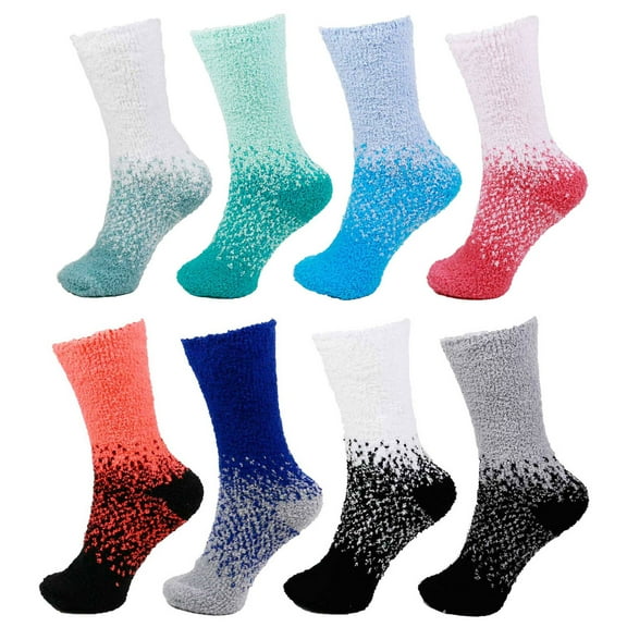 Gradient Super Fuzzy Warm Plush Cozy Cute Socks - Assortment A - 8prs