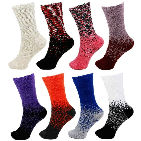 Gradient Super Fuzzy Warm Plush Cozy Cute Socks - Assortment B - 8prs