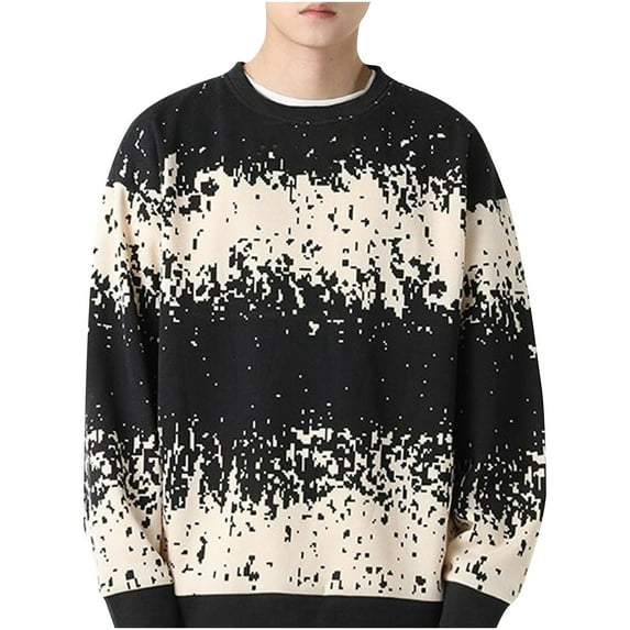 Gradient Sweaters for Men Geometric Casual Knitted Pullover Crewneck Fashion Fall Jumper Tops Long Sleeve Loose Comfy Sweater