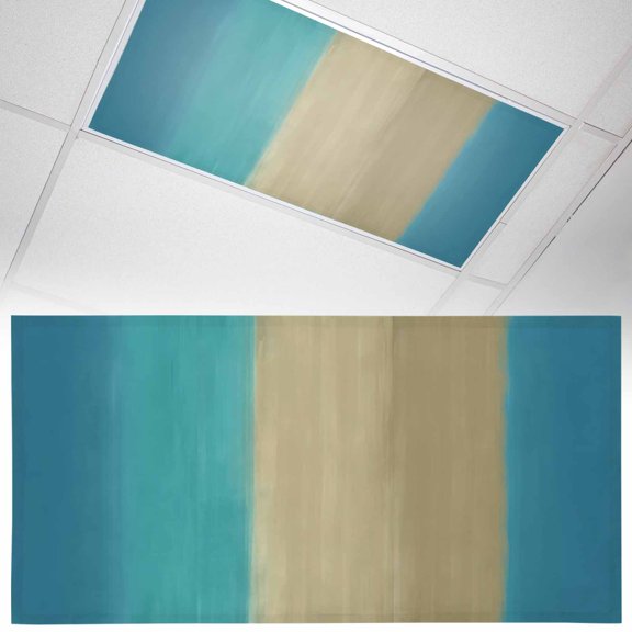 Gradient Teal Blue Fluorescent Light Covers Abstract Teal Blue Khaki Gradient Water Ripples Magnetic Light Filters Ceiling Lighting Panel Shade for Classroom Office Home 2 x 4 ft, 1 Pack