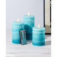 thumbnail image 2 of Gradient Teal Flameless Candles With Remote And Timer, Real Wax Made Led Pillar Candles Battery Operated 3d Flickering Flame 3 X 4 3 X 5 3 X 6 Set 3 Turquoise 2 of 10