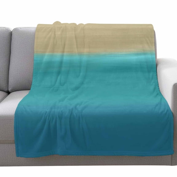 Gradient Teal Fleece Throw Blanket Lightweight Abstract Teal Green Khaki Gradient Water Ripples Fuzzy Flannel Throws Super Soft Cozy Flannel Blanket for Couch, Sofa, Bed, Travel 40"x50"