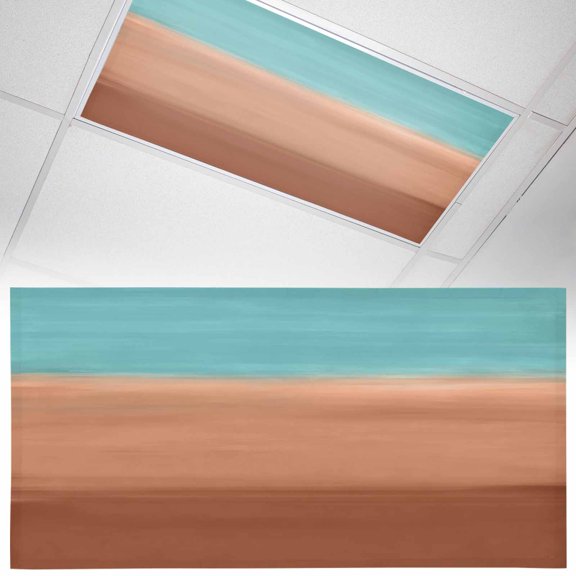 Gradient Teal Fluorescent Light Covers Abstract Teal Coral Red Gradient Water Ripples Magnetic Light Filters Ceiling Lighting Panel Shade for Classroom Office Home 2 x 4 ft, 1 Pack