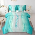 Gradient Teal and Greyish White Bed in a Bag King Size Comforter Set 7