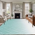 thumbnail image 1 of Gradient Teal Washable Living Room Rugs 6'x9', Abstract Morocco Teal Curved Lines Low Pile Throw Large Area Rug Non-Slip Sturdy Edge Binding Carpet for Dining Room Kitchen Office, 1 of 9