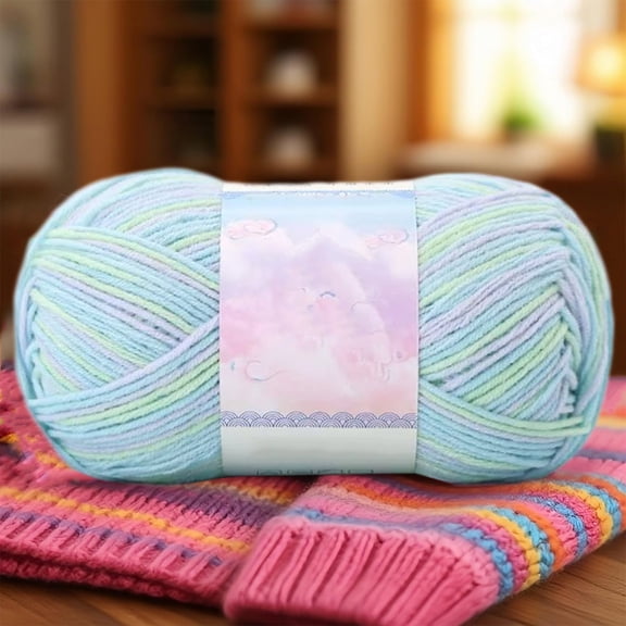 Gradient Tie Dye Milk Cotton Yarn 100g Skein, 524.9ft/160m Soft Pastel Blue Striped Knitting Crochet Yarn for Blanket Hat Sweater DIY Craft