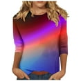 thumbnail image 1 of Gradient Tshirts Tops for Women Trendy Summer Shirts Plus Size Casual 3/4 Sleeve Crewneck Tunic Top, 1 of 5
