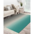thumbnail image 1 of Gradient Turquoise,Large Area Rug 4x6ft Woven Runner Rug,Minimalist Gray Grey Abstract Art Washable Living Room Bedroom Kitchen Bathroom Classroom Carpet with Tassels,Indoor Outdoor Throw Door Mat, 1 of 5