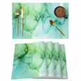 thumbnail image 1 of Gradient Turquoise Marble Texture Placemats Set of 6,Wipeable Washable Table Mats for Dining Tables, Abstract Modern Art Place Mats for Kitchen Event Party Tabletop Decor, 1 of 9