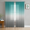 thumbnail image 1 of Gradient Turquoise, Semi Sheer Curtains 72 Inch Length 2 Panels Set, Minimalist Gray Grey Abstract Art Sheer Kitchen Curtain Privacy Voile Window Curtain for Living Room Bedroom Rod Pocket Drapes, 1 of 7