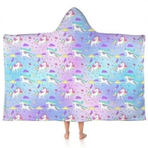 Gradient Unicorn Pattern Hooded Bath Towel，50"x30" for Ages 3 To 12 Kids, Quick Dry Lightweight Soft Microfiber Hood Beach Towel Cover Up for Kids