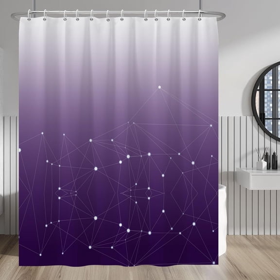 Gradient Violet Star Sky Shower Curtains Sets Abstract Astrology Galaxy Astronomical Constellations Outer Space Shower Curtains Set with Hooks for Bathroom Bath 72x84 Inches Waterproof Fabric