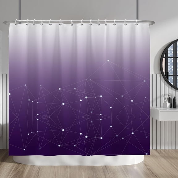 Gradient Violet Star Sky Shower Curtains Sets Abstract Astrology Galaxy Astronomical Constellations Outer Space Shower Curtains Set with Hooks for Bathroom Bath 84x72 Inches Waterproof Fabric