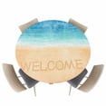 thumbnail image 1 of Gradient Welcome Nautical Seaside Fitted Round Tablecloths Elastic Edged Table Covers 45"-54",Beach Shoreline Seascape Waterproof Dining Room Kitchen Table Cloth for Holiday Party Tables Decor, 1 of 8