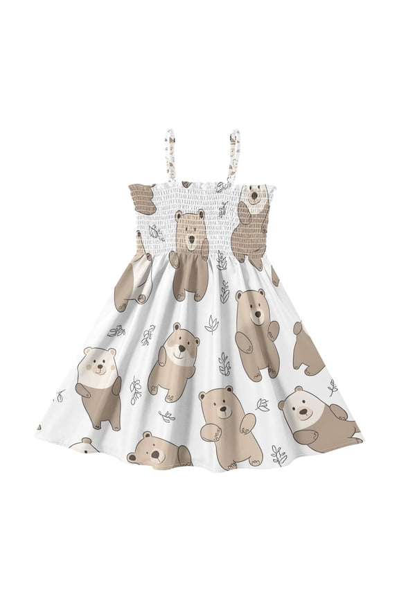 Gradient Xionf Pattern Girls' Casual Dresses 2Y-8Y Sleeveless Ruffle Neck for Summer Daily Wear
