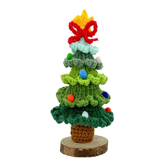 Gradient Yarn Crochet Christmas Tree Desktop Ornament - Handmade Holiday Decoration & Christmas Gift, Festive Knitted Tree Christmas Decor for Home