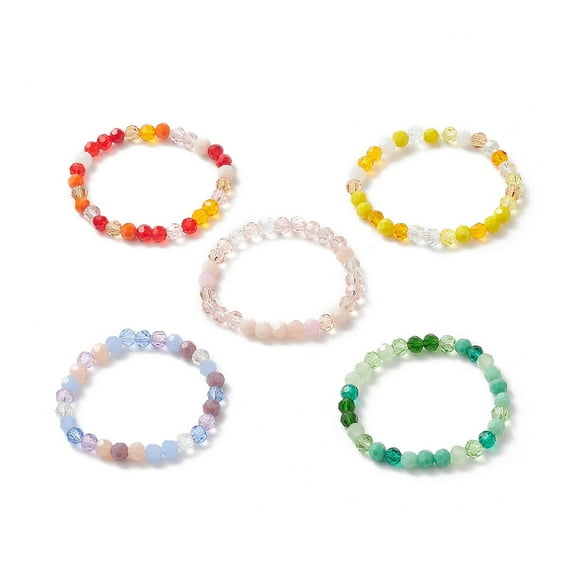Gradient color Faceted Glass Beaded Bracelets Stretch Bracelet for Mixed color Inner Diameter: 2-1/8 inch(5.5cm)