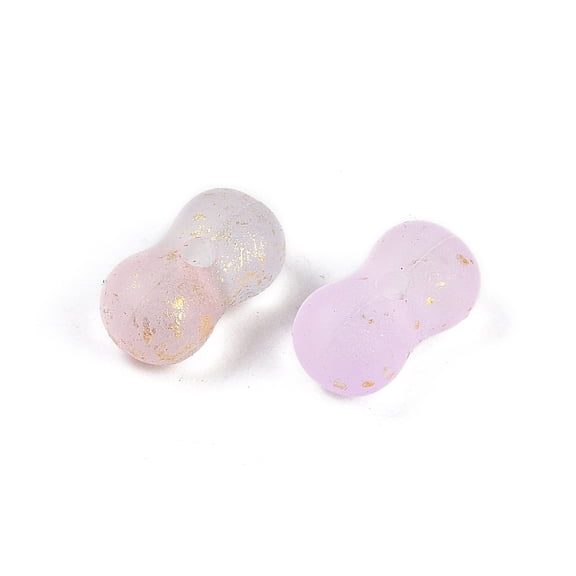 Gradient color Transparent Acrylic Beads with Golden Foil Peanut Mixed color 5.5x11.5x6.5mm Hole: 1.8mm about: 2000pcs/500g