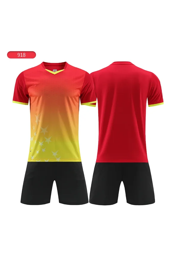 Gradient short sleeved football jersey set for men's and children's matches, training team uniforms, adult football jerseys, JLS98